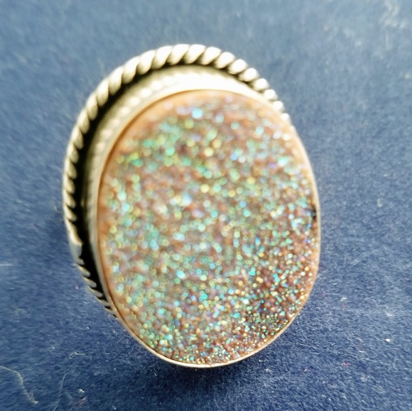 Arora borialis drutzy and sterling silver ring - Picture 3 of 6